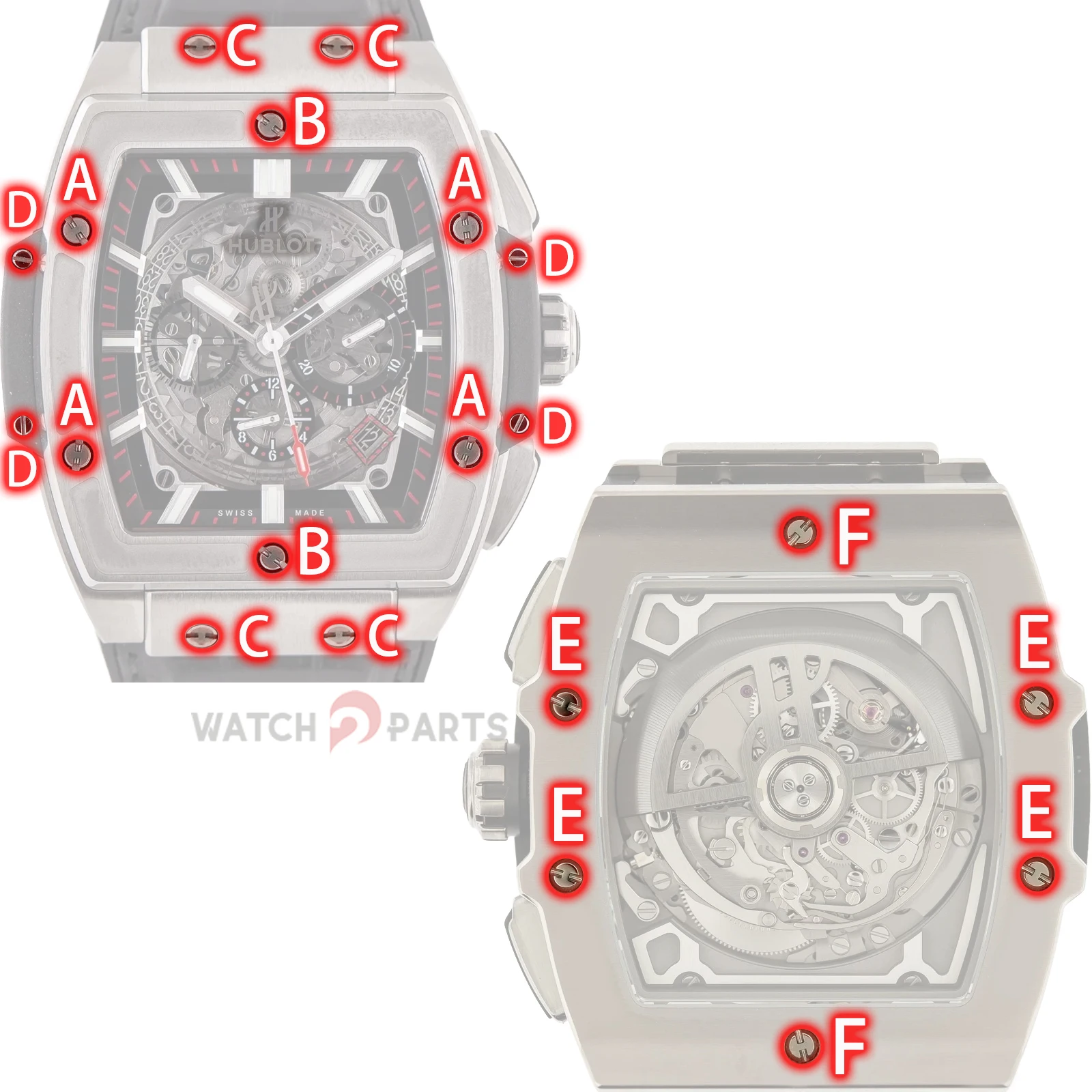 Watch Screw for Hublot Spirit of Big Bang 601 45mm Watch Bezel/Strap/Case Back