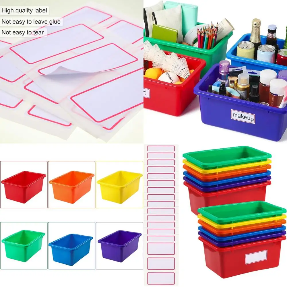 

Пластиковые контейнеры для хранения вещей из 12 предметов для классной комнаты и дома с самоклеящимися этикетками (красочные)
