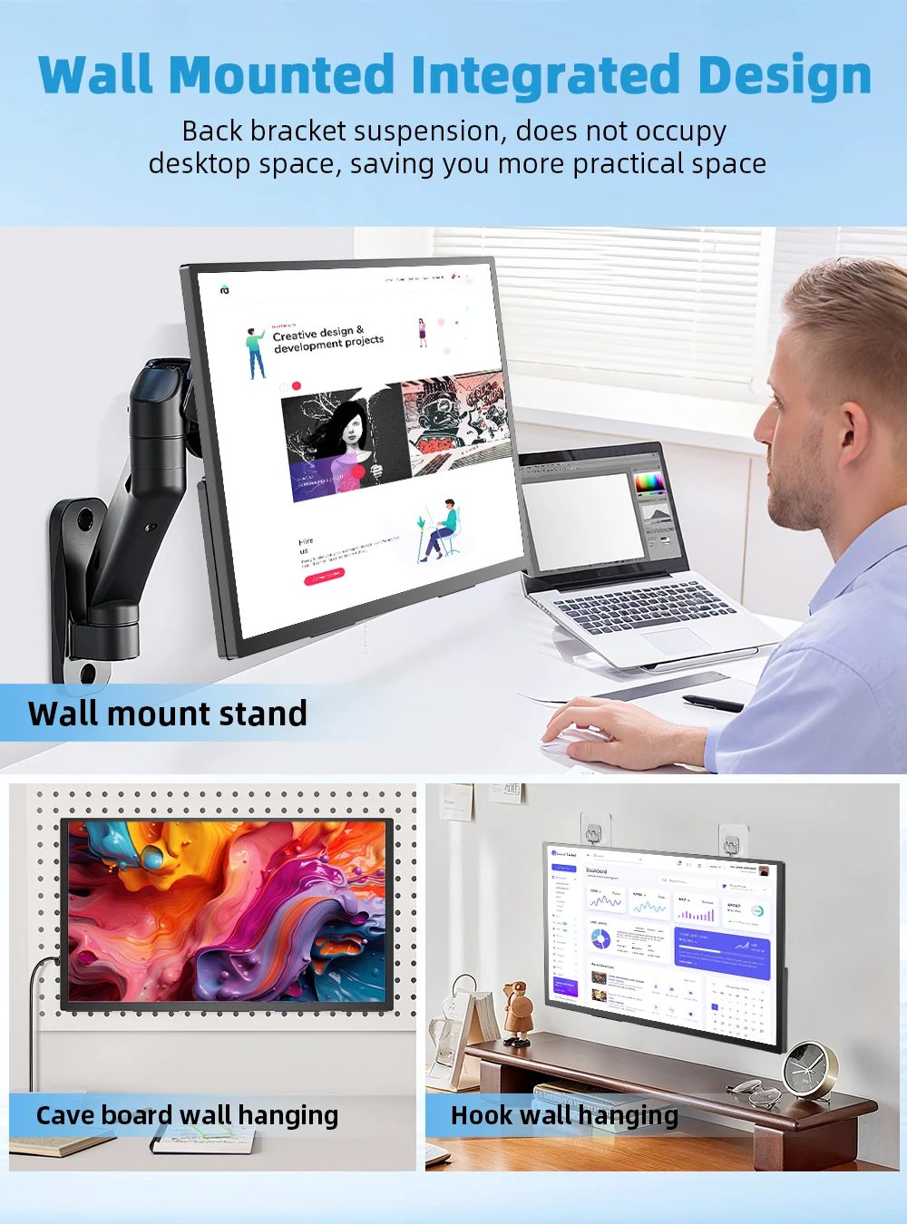 UPERFECT 18.4'' 4K Portable Monitor QLED 100% DCI-P3 3840x2160 UHD FreeSync HDR 2 Speakers Eye Care Travel Gaming Display For Laptop Desktop Mac Phones Tablet PS5/4 Switch view 7