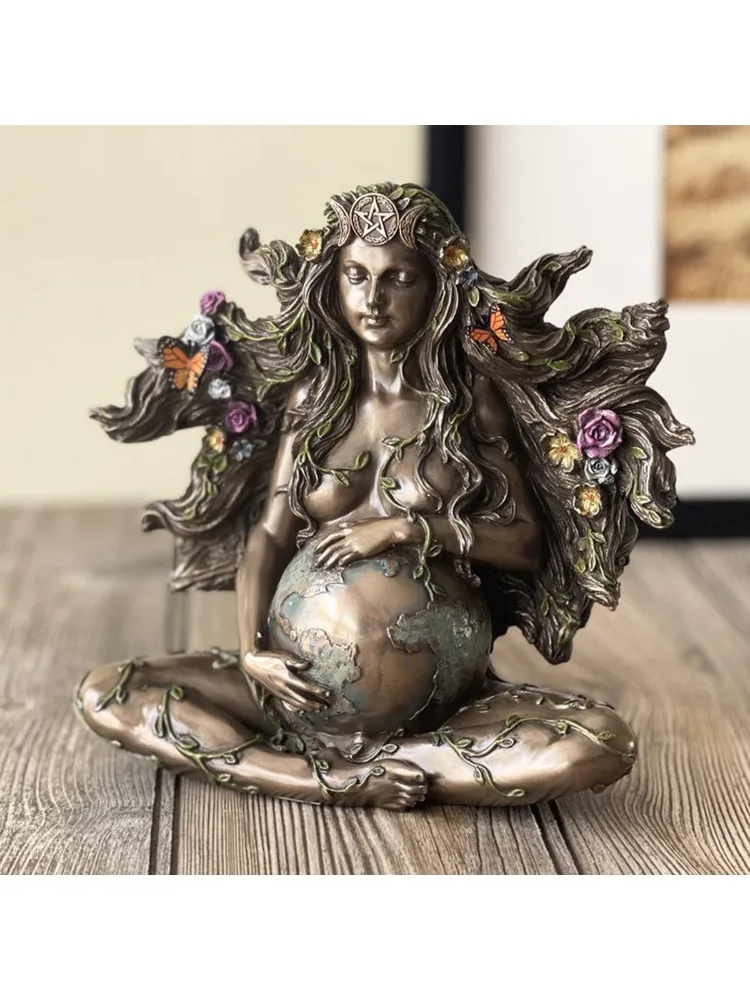 Offre spéciale mère terre Statue Gaia fée avec papillon décor mystique bouddha Figurine déesse guérison Chakra méditation décor à la maison