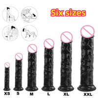 Female Masturbator Butt Plug Vagina Clit G-Spot Masturbation Sex Toy for Women 6sizes Black Dildos Wiht Suction Cup Ddildo Penis