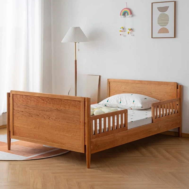 Cherry wood children's bed, solid wood bed, black walnut modern simple daughter bed, 1.2 short bed small apartment