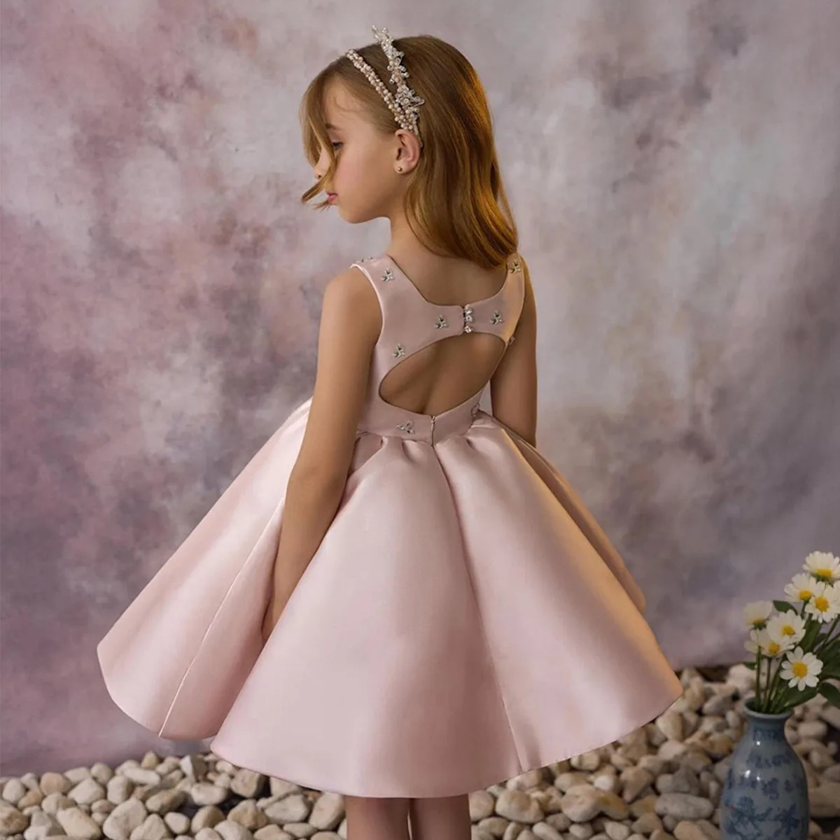 

Элитное платье принцессы для девочек на день рождения, для выступления на фортепиано, костюм для свадьбы с цветочным декором