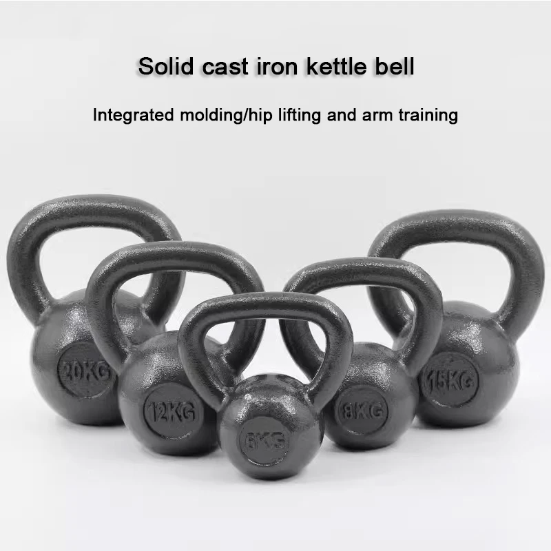 Gusseisen-Kettlebell - Beschichtete Ausführungen Einzeln und im Set Mehrere Gewichtsoptionen Fitness-Training Schwarze Oberfläche Langlebige Beschichtung