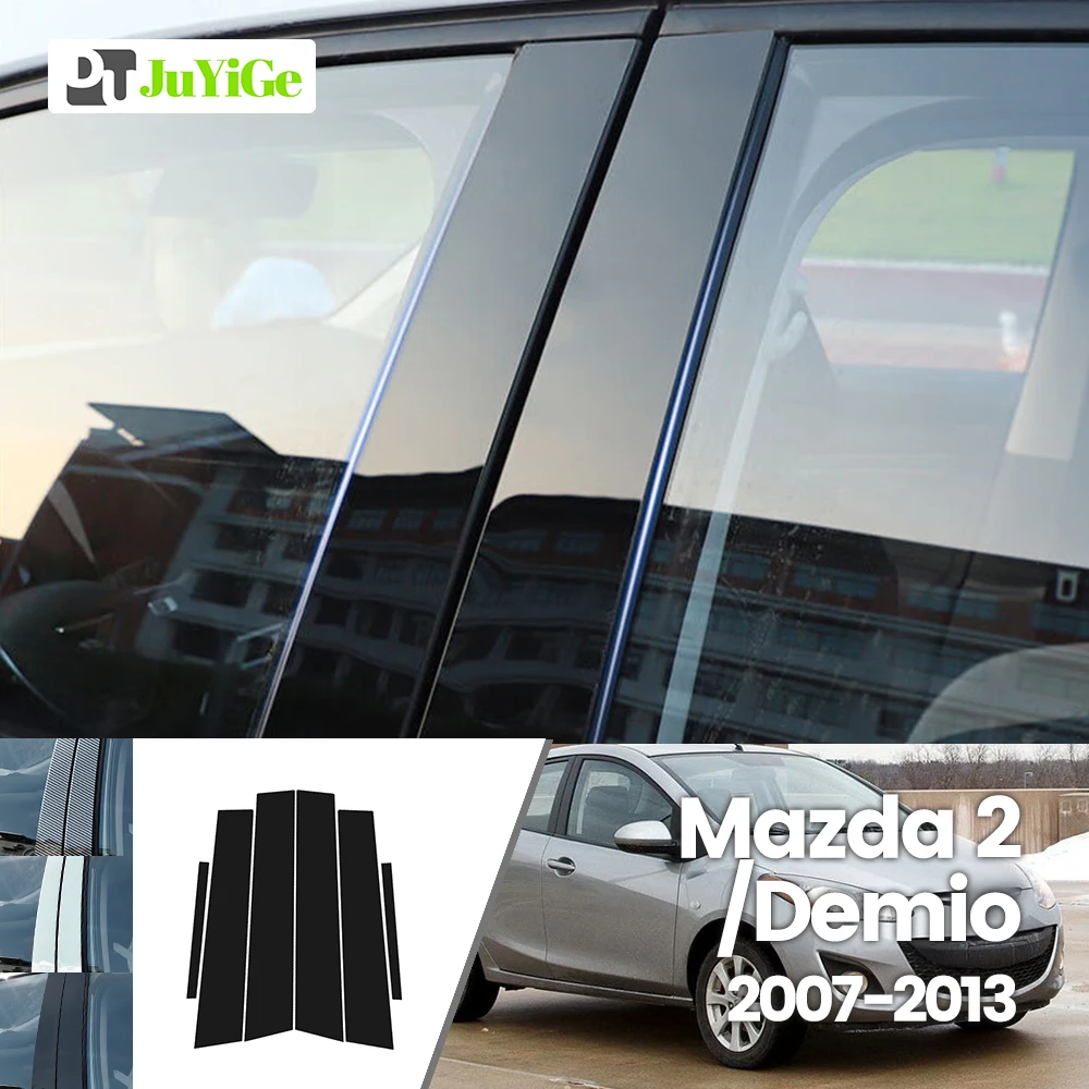 

For Mazda 2 Demio DE DH 2007-2013 2008 2009 2010 2011 Bright Black Carbon Fibre Window Door B C Sticker