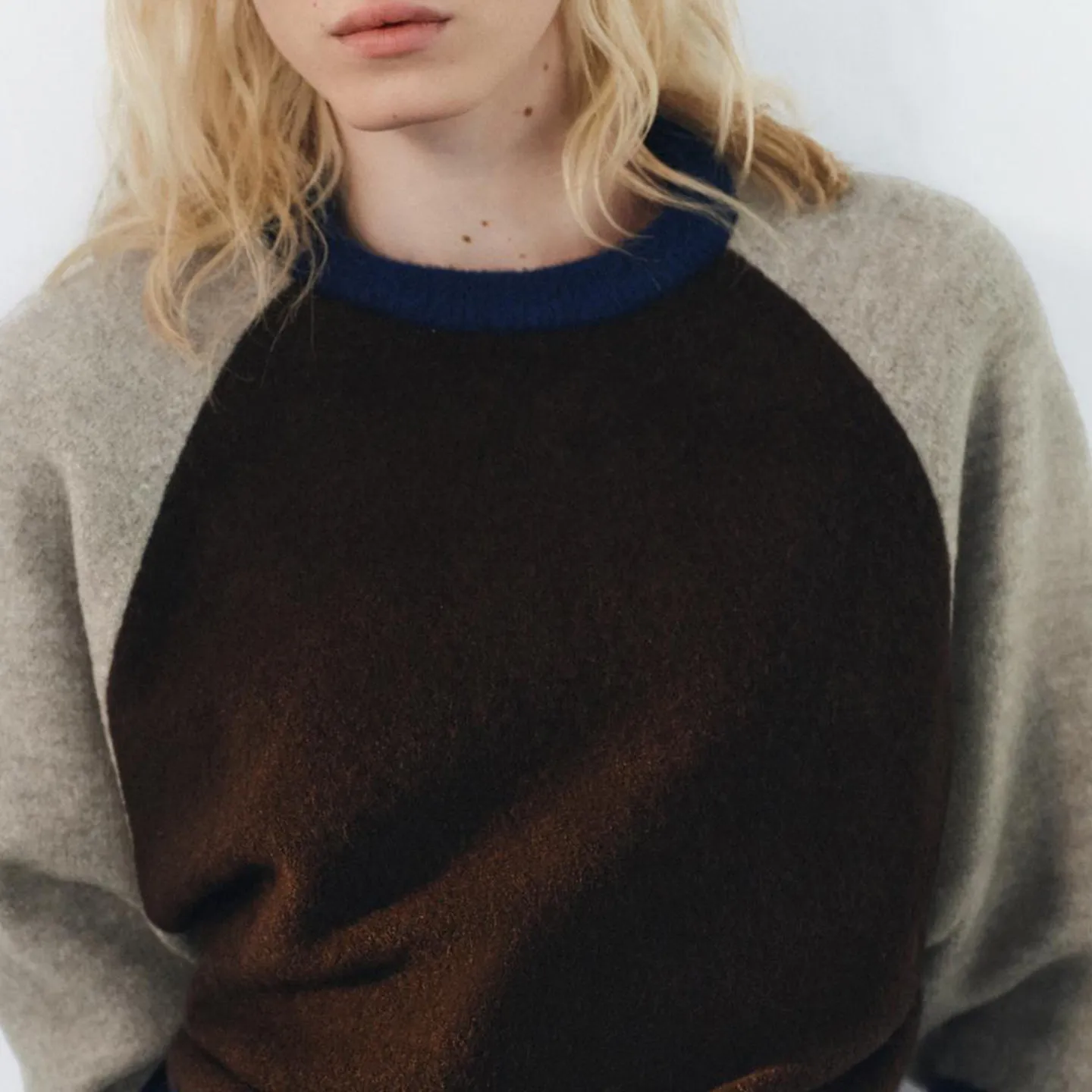 Fashionable round Neck Seven-Quarter Sleeve Color Block Ribbed Knitwear Women's Autumn 2026 New Arrival ZADATA Brand
