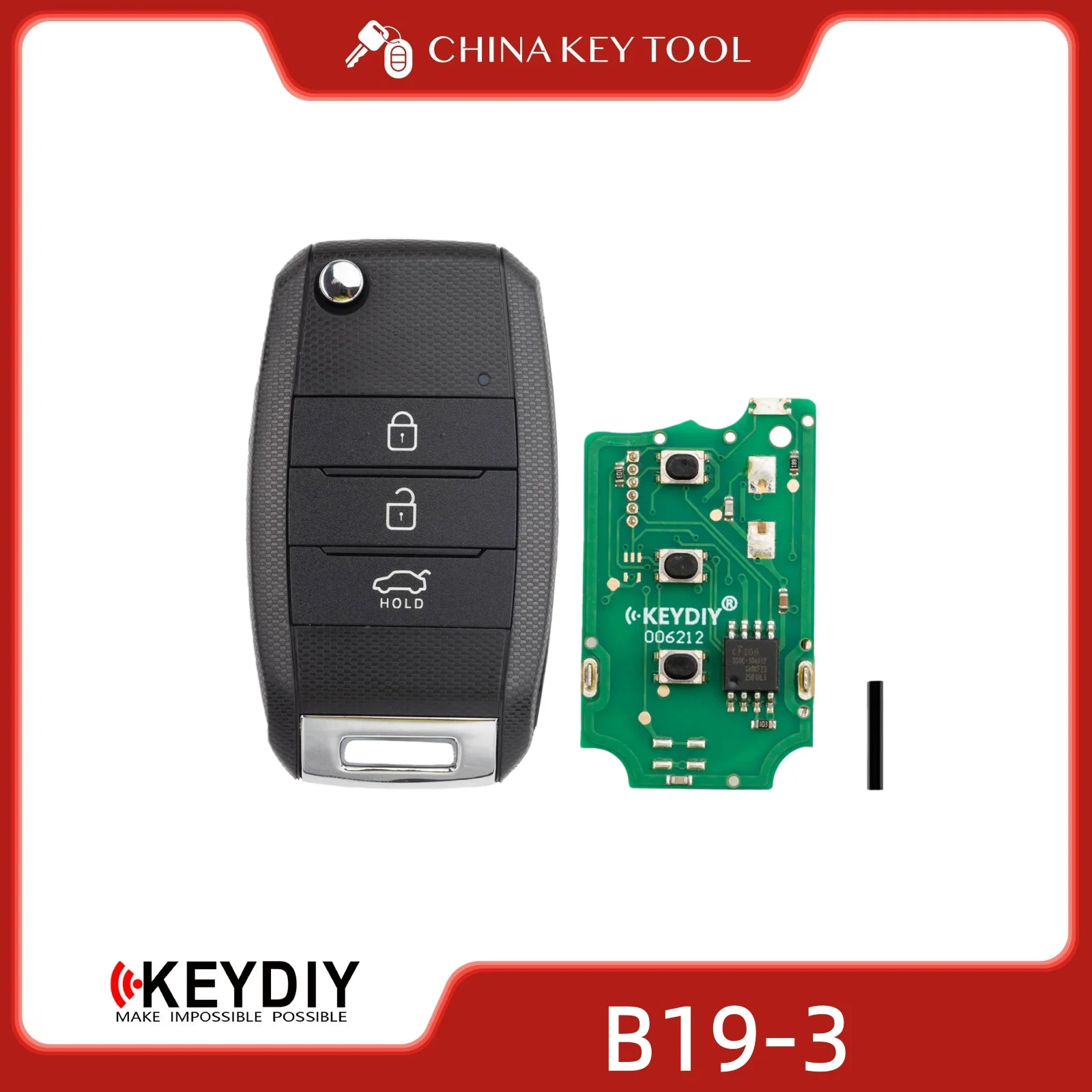 

KEYDIY KD B19-3 Универсальный откидной дистанционный ключ с 3 кнопками, совместимый с типа KIA
