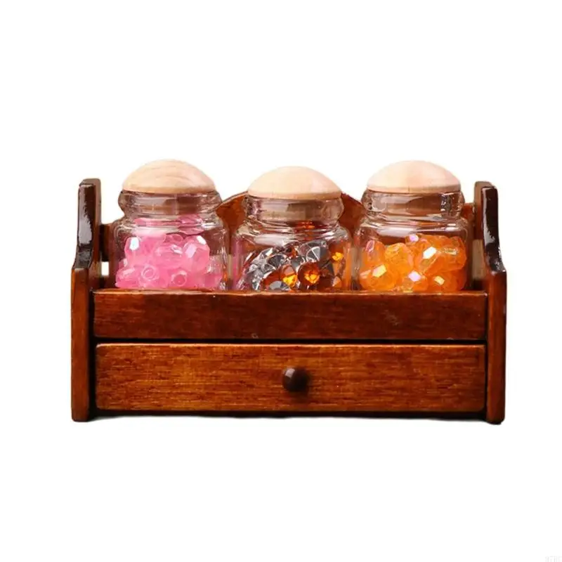 97BC 手作り木製ミニ棚 1/12 スケールドールハウス家具キッチン収納ディスプレイヴィンテージクラフトコレクション