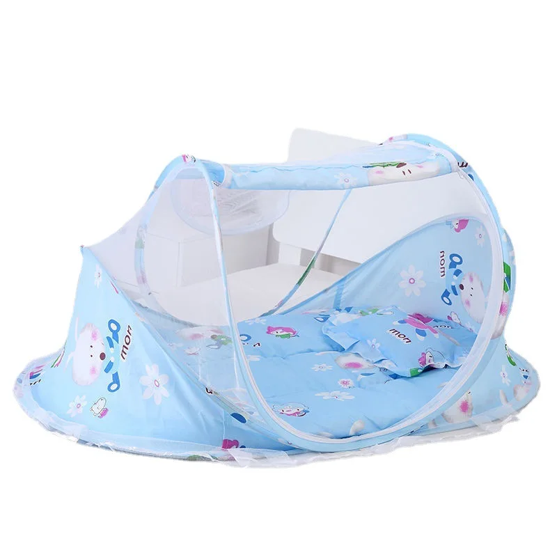 Folding Baby Mosquito Nets Baby Bedding Crib Netting Bed Mattress Pillow Three-piece Suit For 0-3 Years Old Children