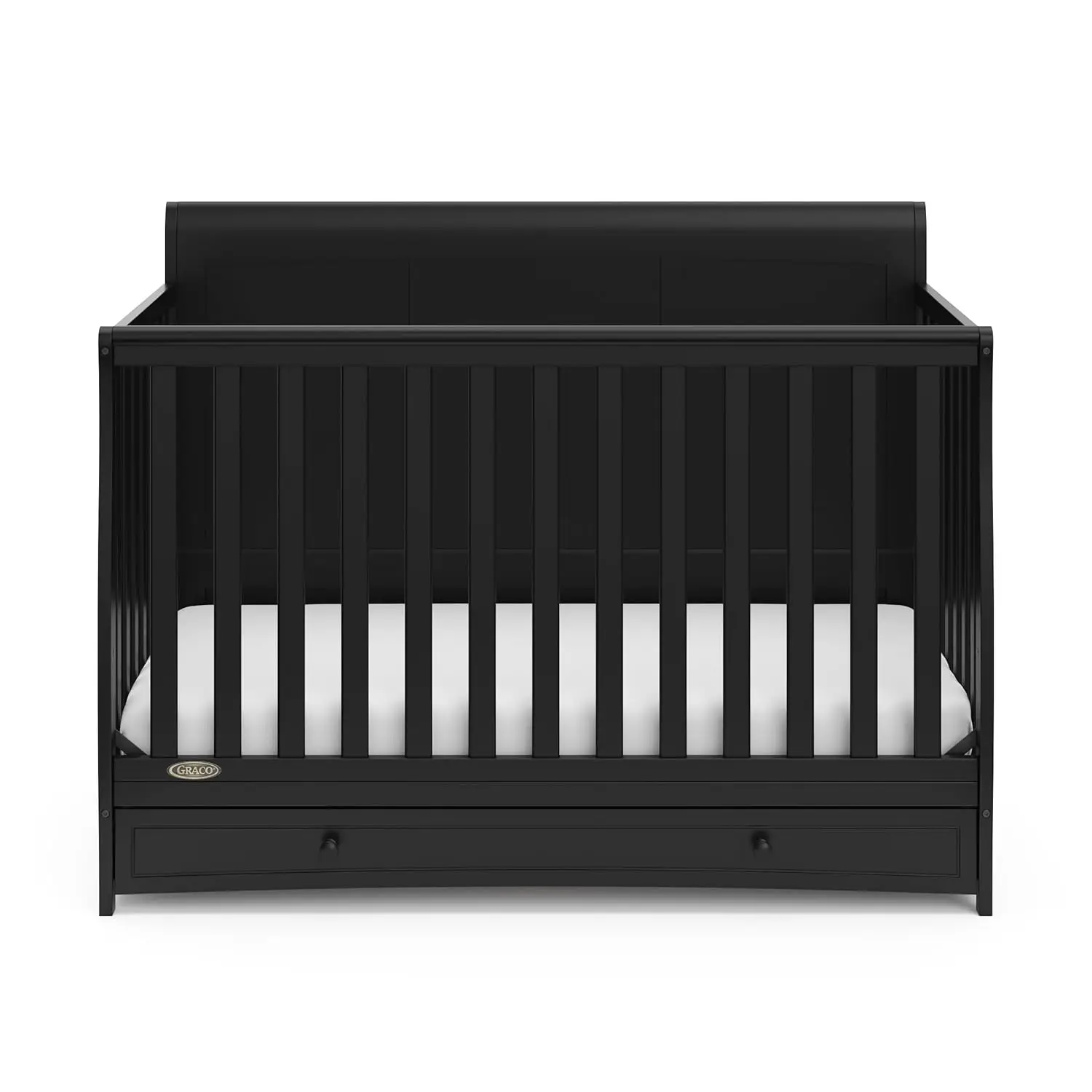 Graco ashville 4-in-1 Convertible Crib dengan laci (hitam)-GREENGUARD bersertifikat emas, boks dengan laci Combo, ukuran penuh