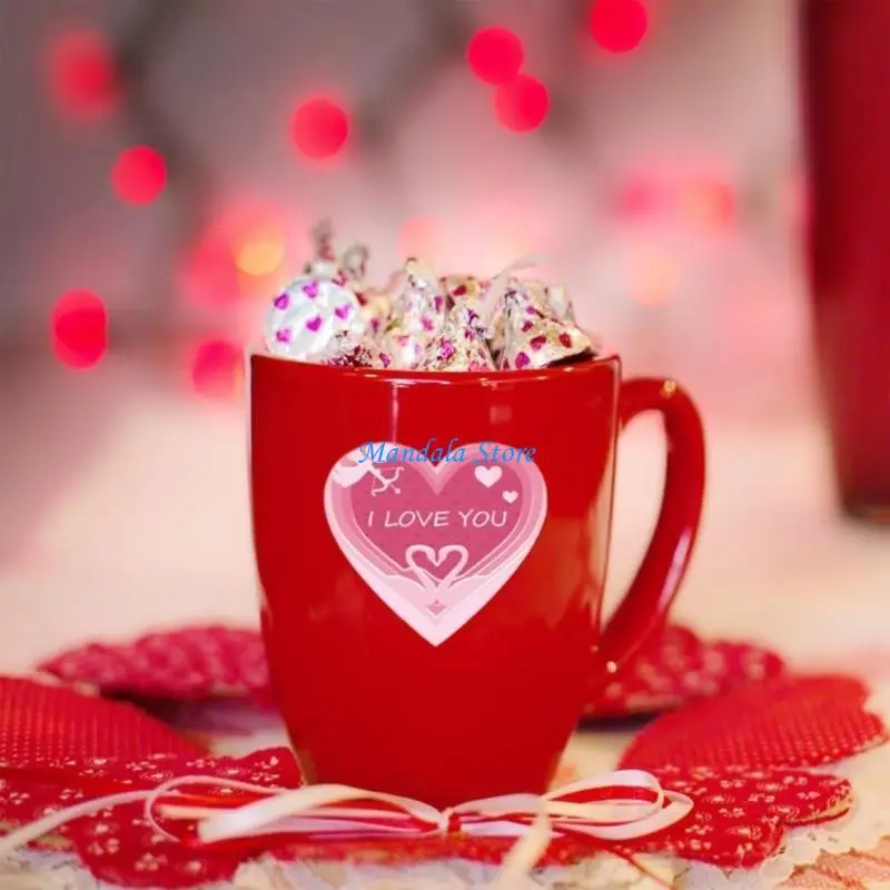 

U2JC 500Counts Valentines Day Sticker 1Inch Rose Heart Sticker Adhesive Wrapping Labels for Letter Envelope Valentines Card