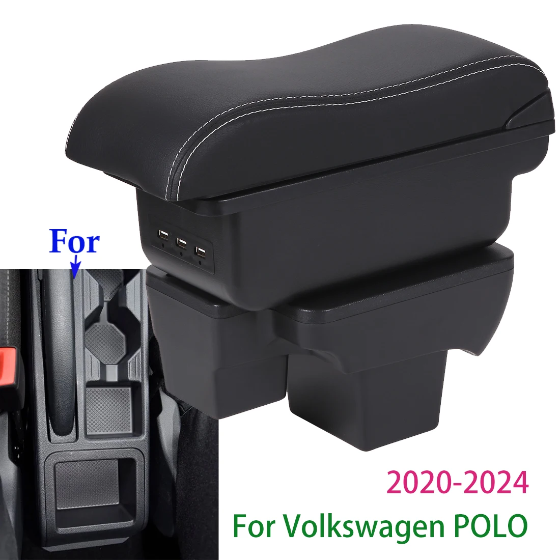 For Volkswagen POLO Armrest Box For Volkswagen virtus VW Polo Car Armrest 2020-2025 Dedicated Auto Storage Box Car Accessories
