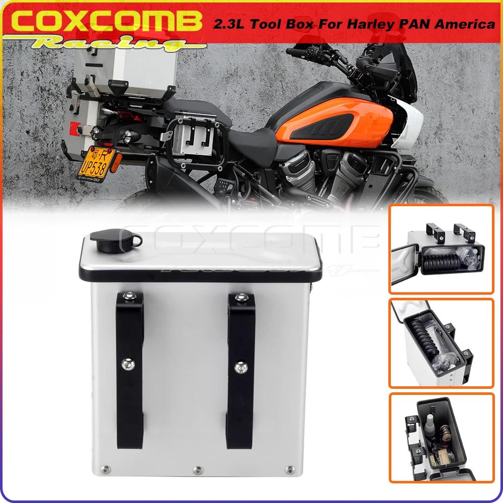 

For Harley Pan America 1250 1250S RA1250 Motorcycle Side Case Tool Box Aluminum Right Tool Bag Rear Cargo Storage Toolbox 2.3L