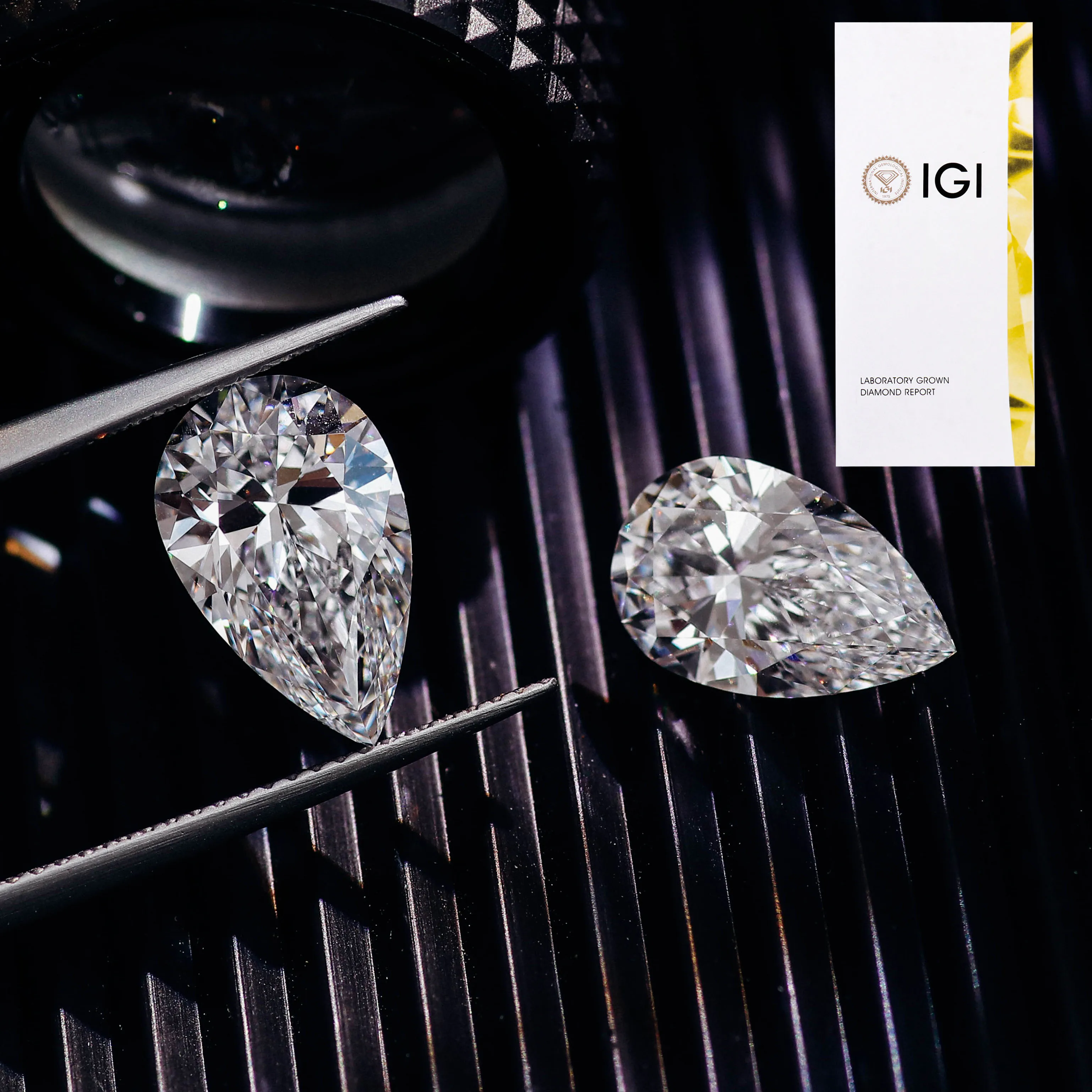 Lab Grown Diamonds 1CT D สี VVS2 Clarity Pear Cut IGI Certified CVD Loose Lab เพชรสําหรับ Custom เครื่องประดับเพชร