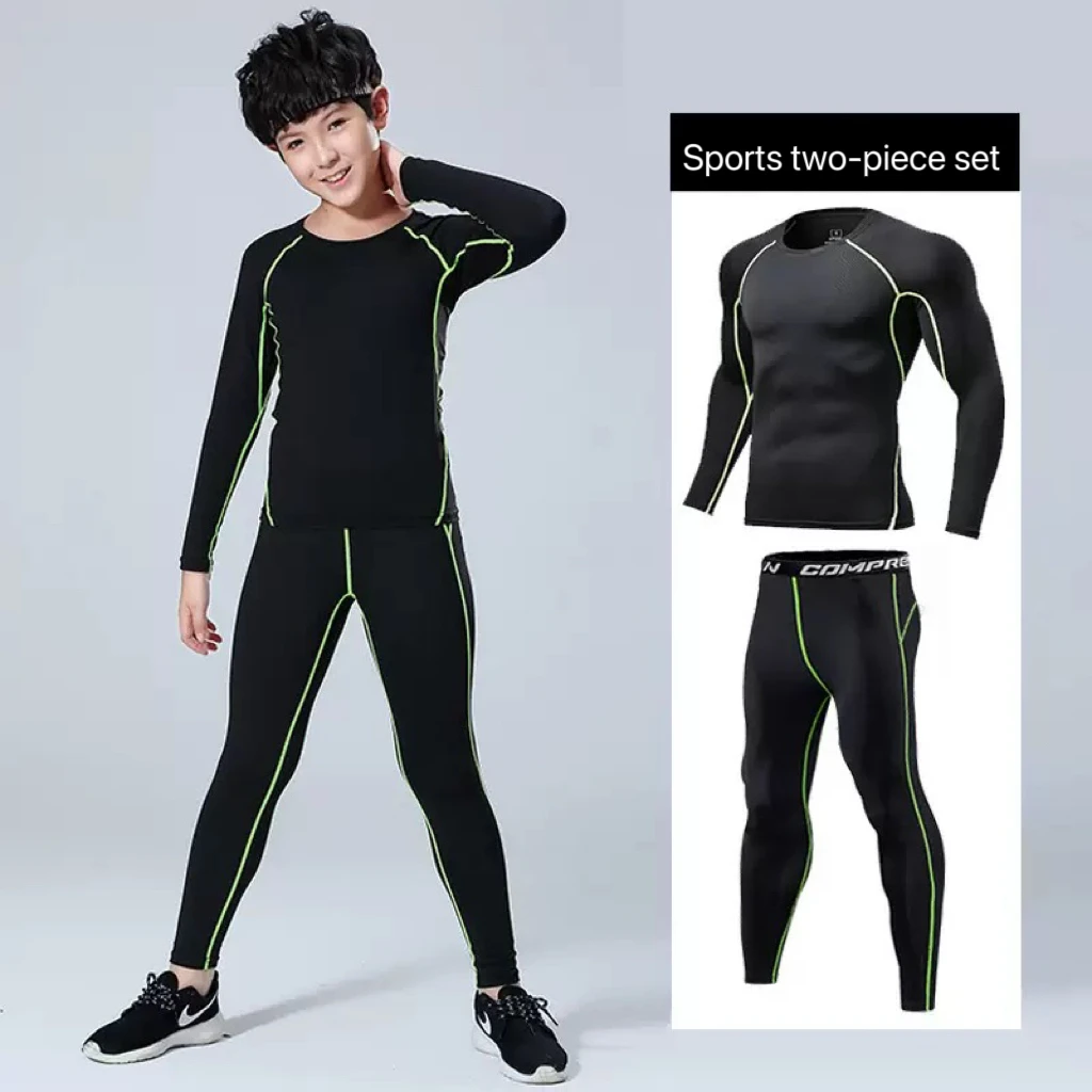 أطفال رياضة الجري مجموعة الصبي الركض كرة السلة الملابس الداخلية الرياضية رداء ضيق للجيم تنفس كرة القدم رياضية التدريب الملابس #3