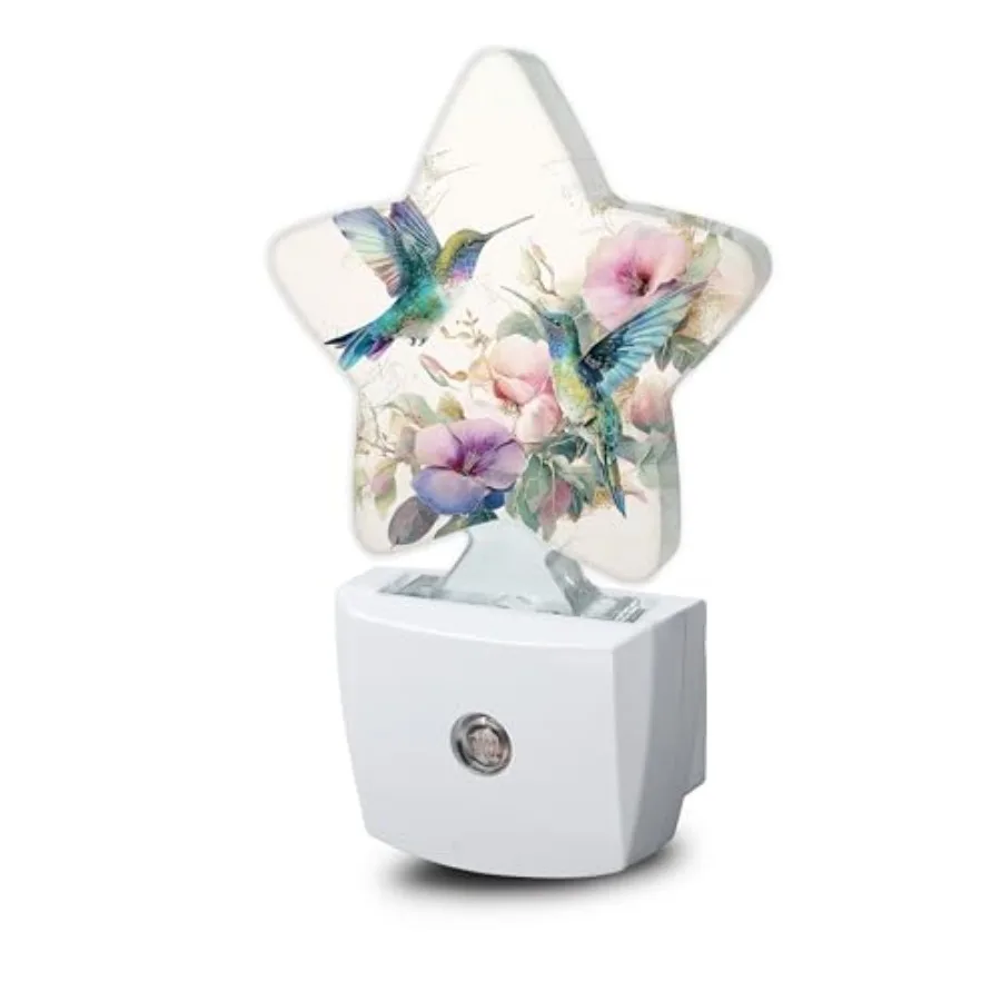 Luces Nocturnas Enchufables a la Pared, Lámpara Nocturna Vintage con Diseño de Flor y Estrella, con Sensor Inteligente de Oscuridad a Amanecer para Dormitorio y Baño