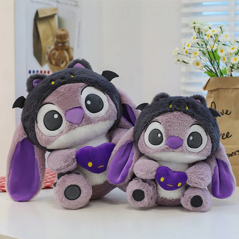 Peluche de Stitch Morado Kawaii de 60 cm, Muñeco de Peluche de Stitch, Lindo Muñeco de Ángel para Niños, Regalos de Cumpleaños, Almohada de Peluche, Juguete Suave