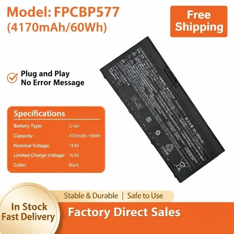 [NEW] 14.4V 60/30Wh Laptop Battery FMVNBP251 FPCBP577 for Fujitsu for LifeBook U7310 U7311 Battery