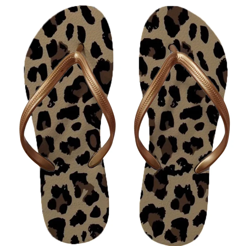 2023 leopard print beach niche versatile  design style trendy women\'s non-slip wear-resistant breathable comfortable flip-flops