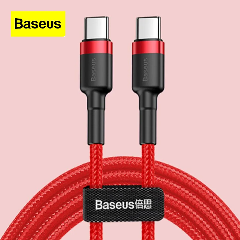 Baseus 60w Dual Type-c Data Cable 1m 2m for Laptops Fast Transmission PD Flash Charging Aluminum Alloy+TPE Wear Resistant Cable