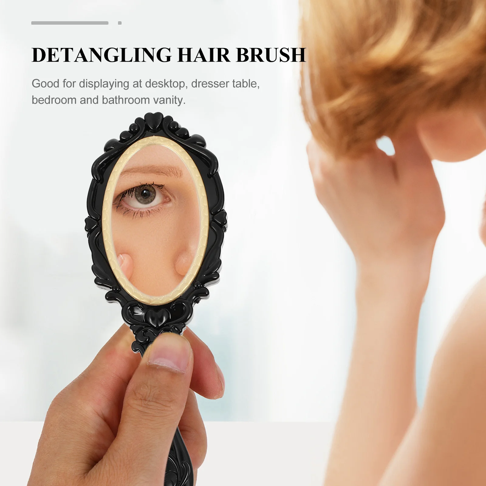 

5Pcs Hair Brush Comb Set Detangling Salon Holder Painless Bristles Scalp Massage Desktop Mirror Comb Detangling Hair Brush