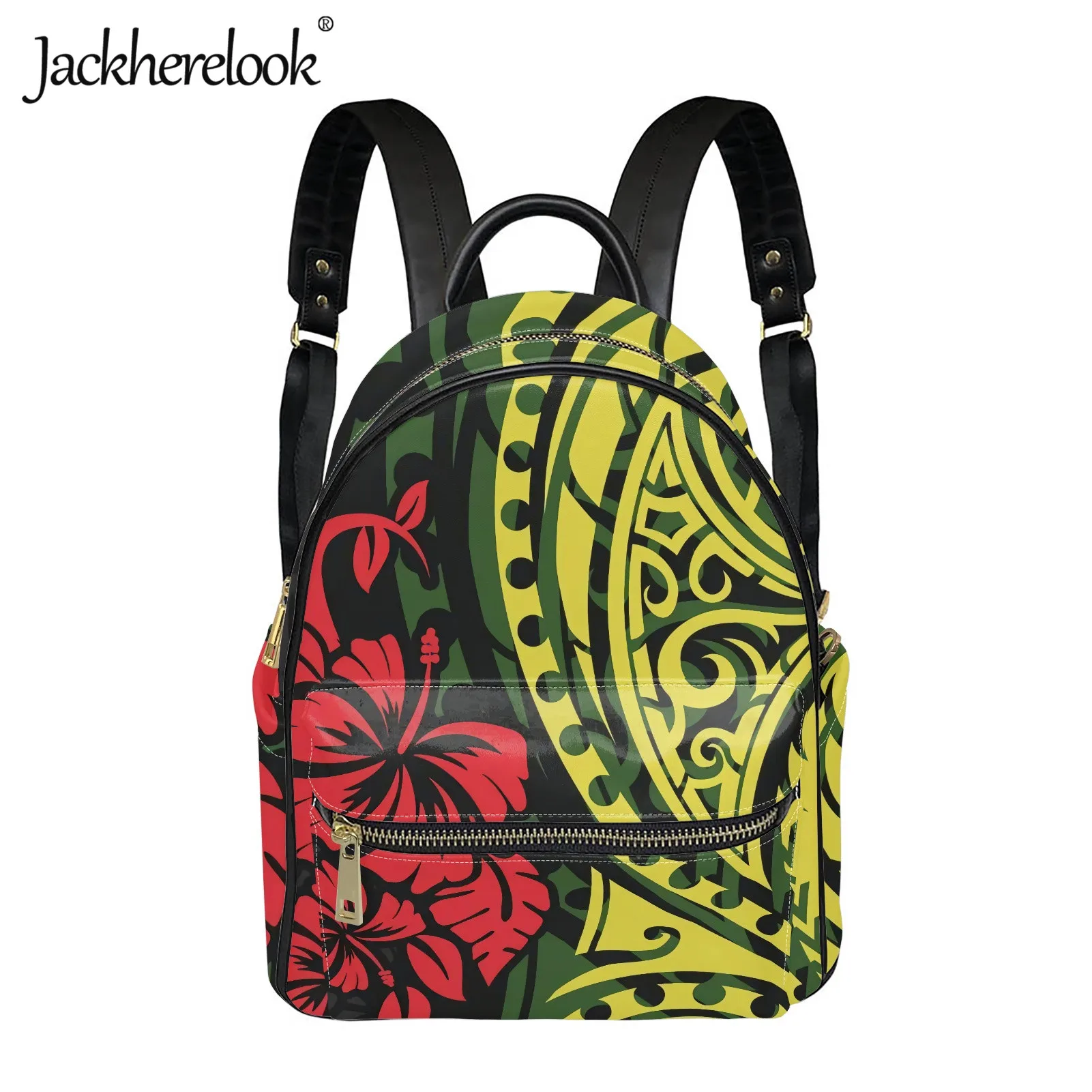 

Jackherelook Polynesian Hibiscus Design Women Mini Backpack Wallet 2pcs/Set Luxury PU Satchel Girl Small Schoolbag mochila mujer