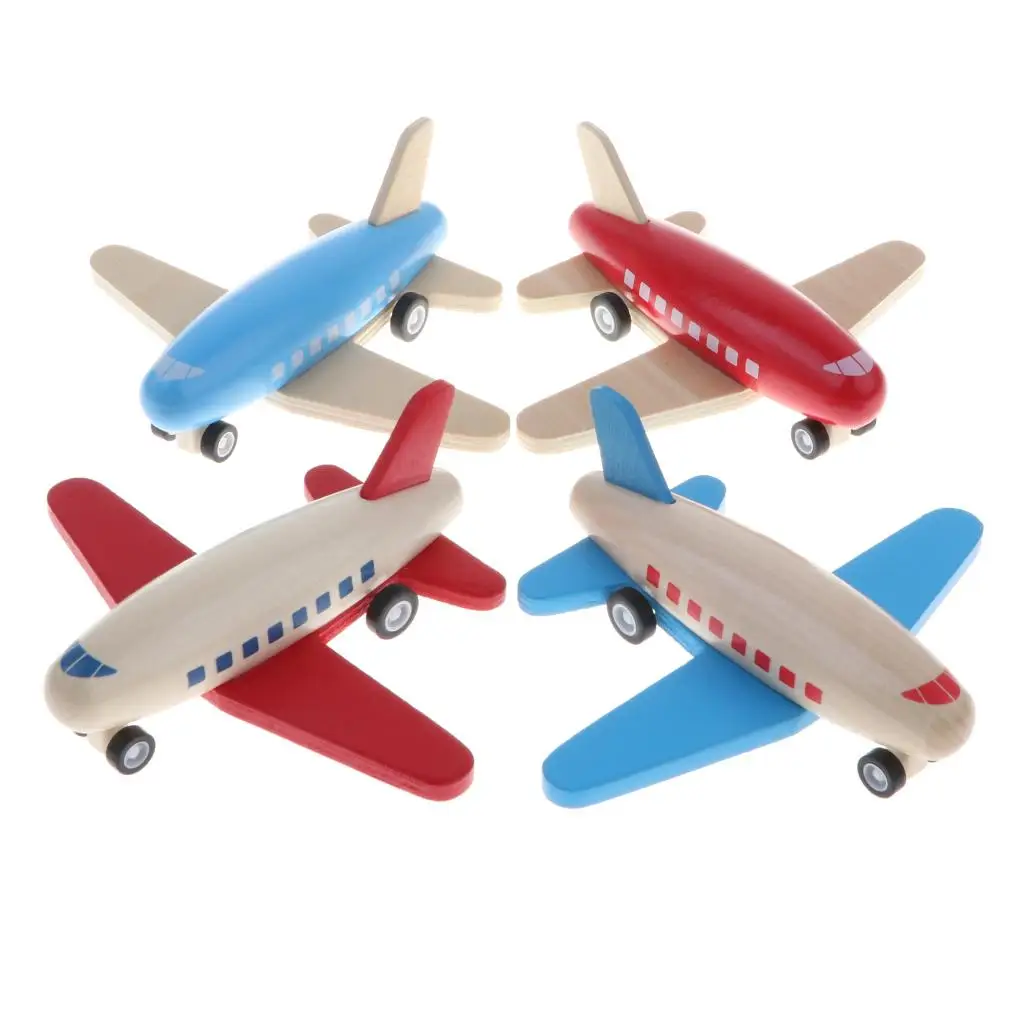 Friction Powered Pull Back Plane Wooden Toys for Kids Craft Educational Vehicle Toy for Children’s Playtime