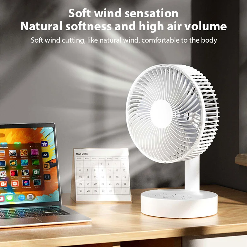 

Перезаряжаемый настольный вентилятор, 4-скоростной регулируемый настольный вентилятор с сильным ветром, портативный вентилятор с регулируемой высотой для офисного общежития