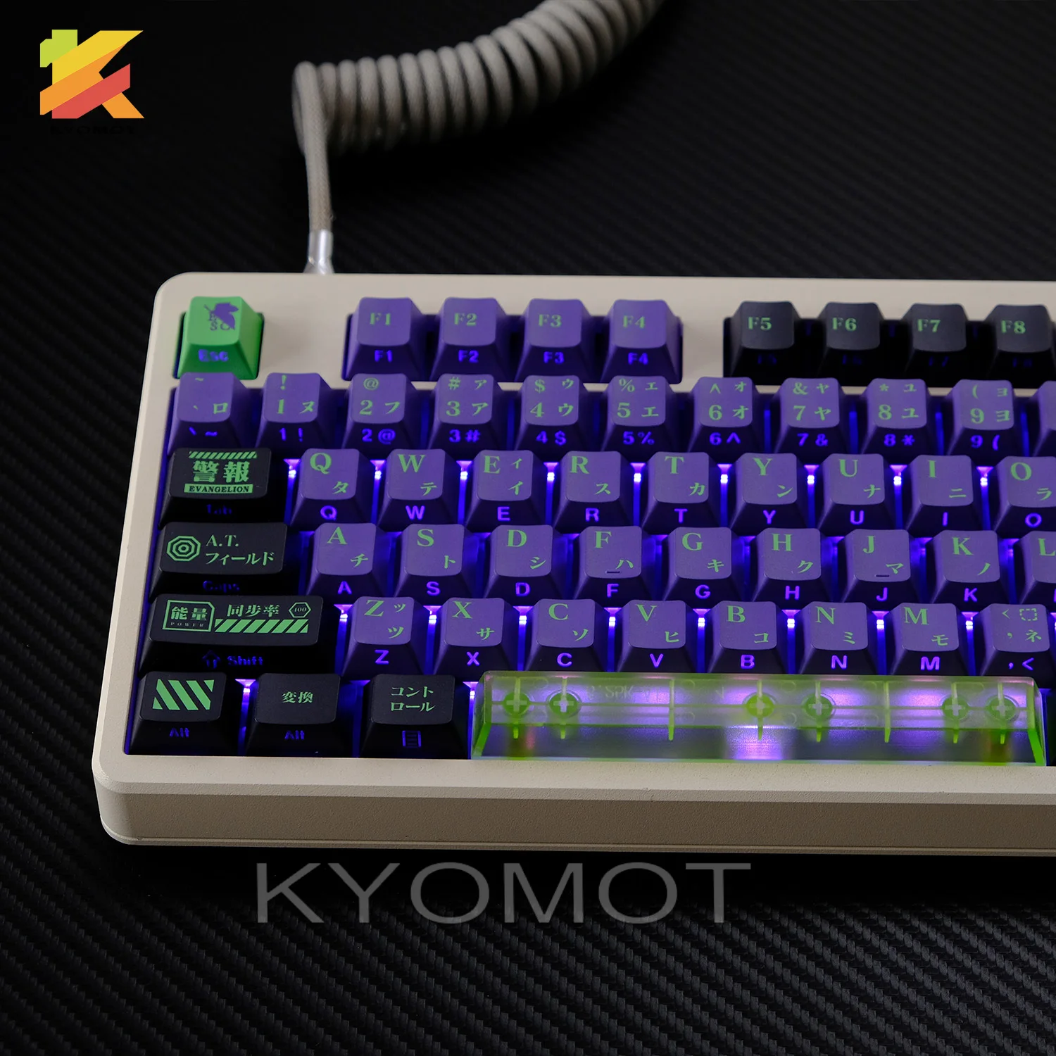 KTOMOT 136 مفتاح إيفا 01 آلة تألق من خلال أغطية المفاتيح الكرز الشخصي انمي ياباني لعبة Keycap للوحة المفاتيح الميكانيكية Mx التبديل