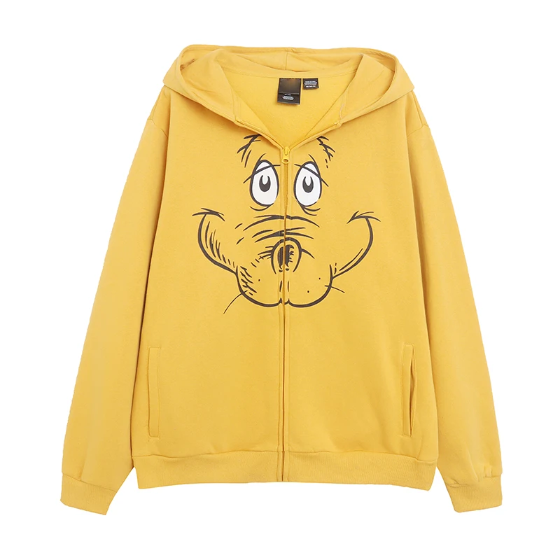 

Модная женская толстовка-куртка с капюшоном, двойным слоем флиса, свободного кроя, с боковыми карманами на молнии, в стиле мультфильмов и аниме, с милым и оригинальным дизайном
