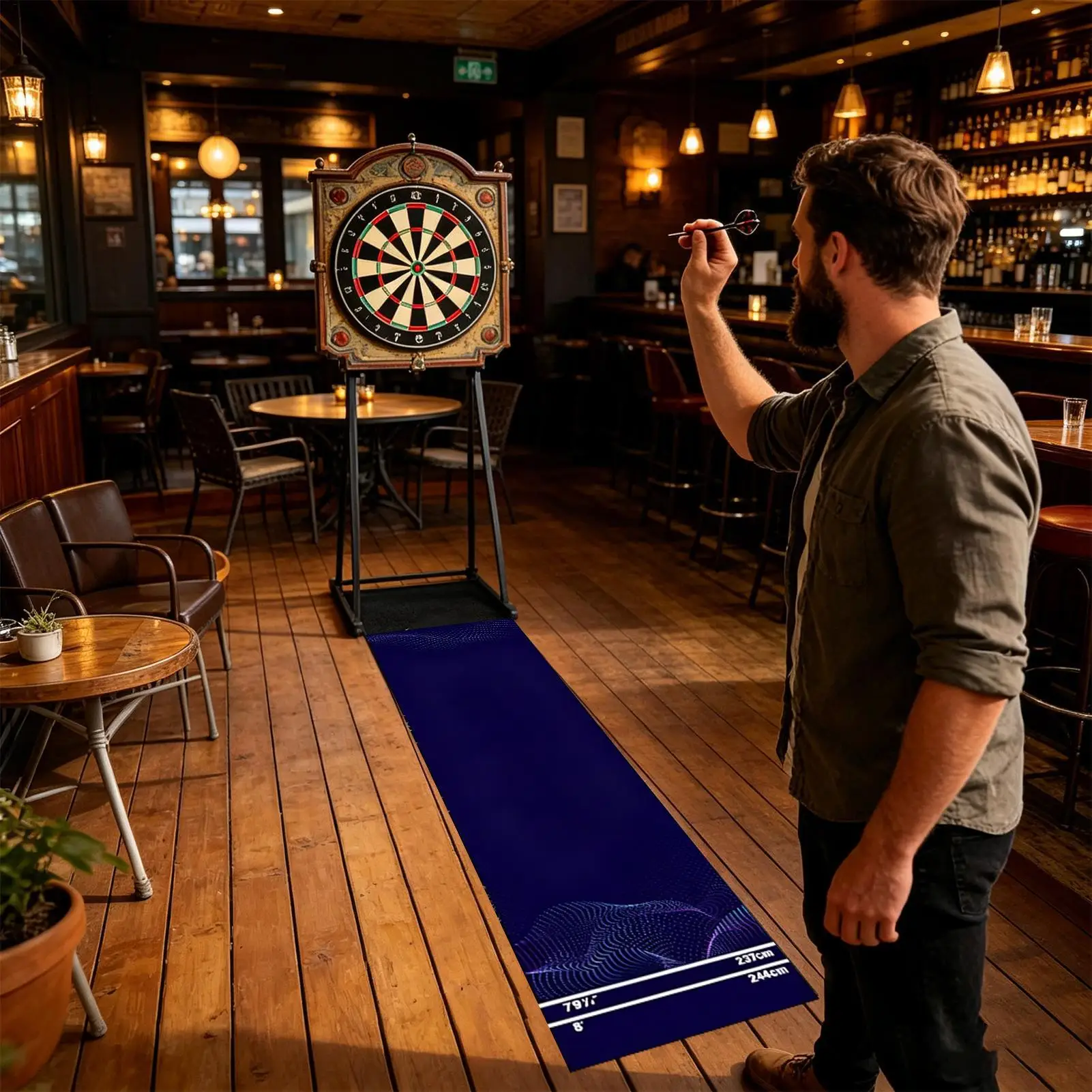 

Dart Board Mat Portable Non-Slip Crystal Velvet with Throw Line Protective Dart Mat for Game Room Tournament Sports Club Office