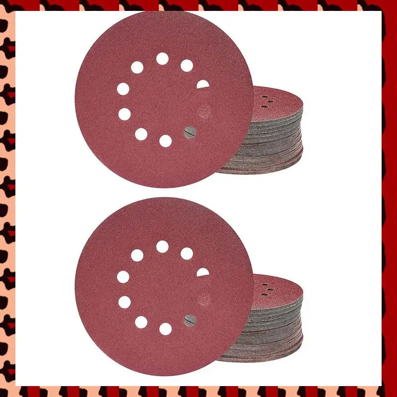 

A72P 225 мм шлифовальные диски, 50 шт. P120 зернистость, 10 отверстий, круглые наждачные бумажные подушечки, для шлифовальной машины для гипсокартона, шлифовальный станок с длинной шеей, шлифовальный жираф