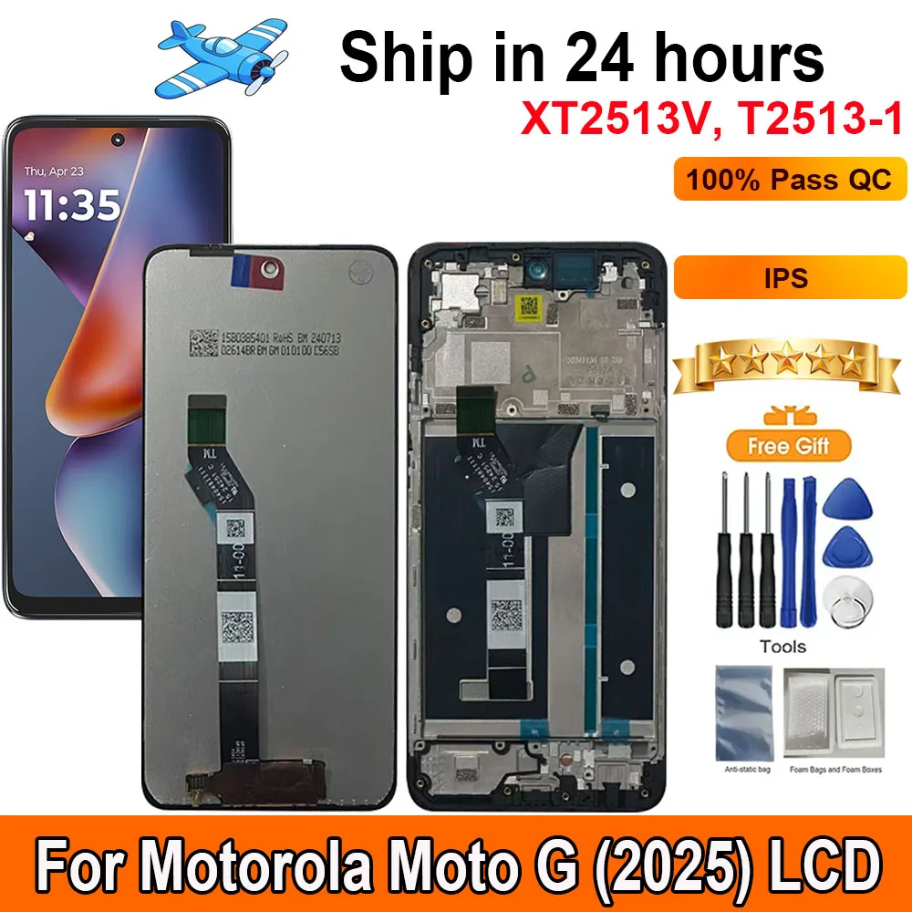 Tela de 6,7” para Motorola Moto G (2025) - Display LCD com Painel Touch e Digitalizador, Peça de Reposição com Aro XT2513V, T2513-1
