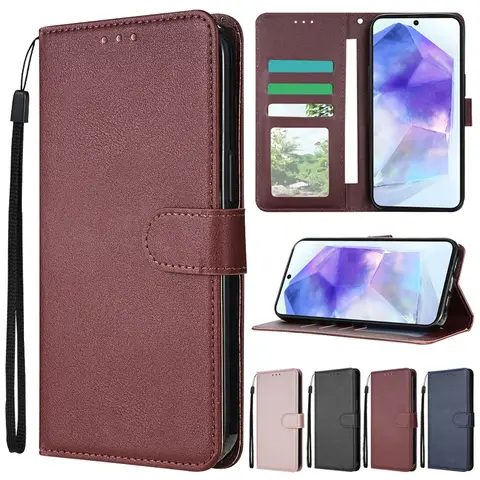 Capa de Couro Magnética para Samsung Galaxy A05s A06 A07 A12 A13 A14 A15 A16 A17 A24 A26 A34 A35 A36 A52 A53 A54 A55 A56
