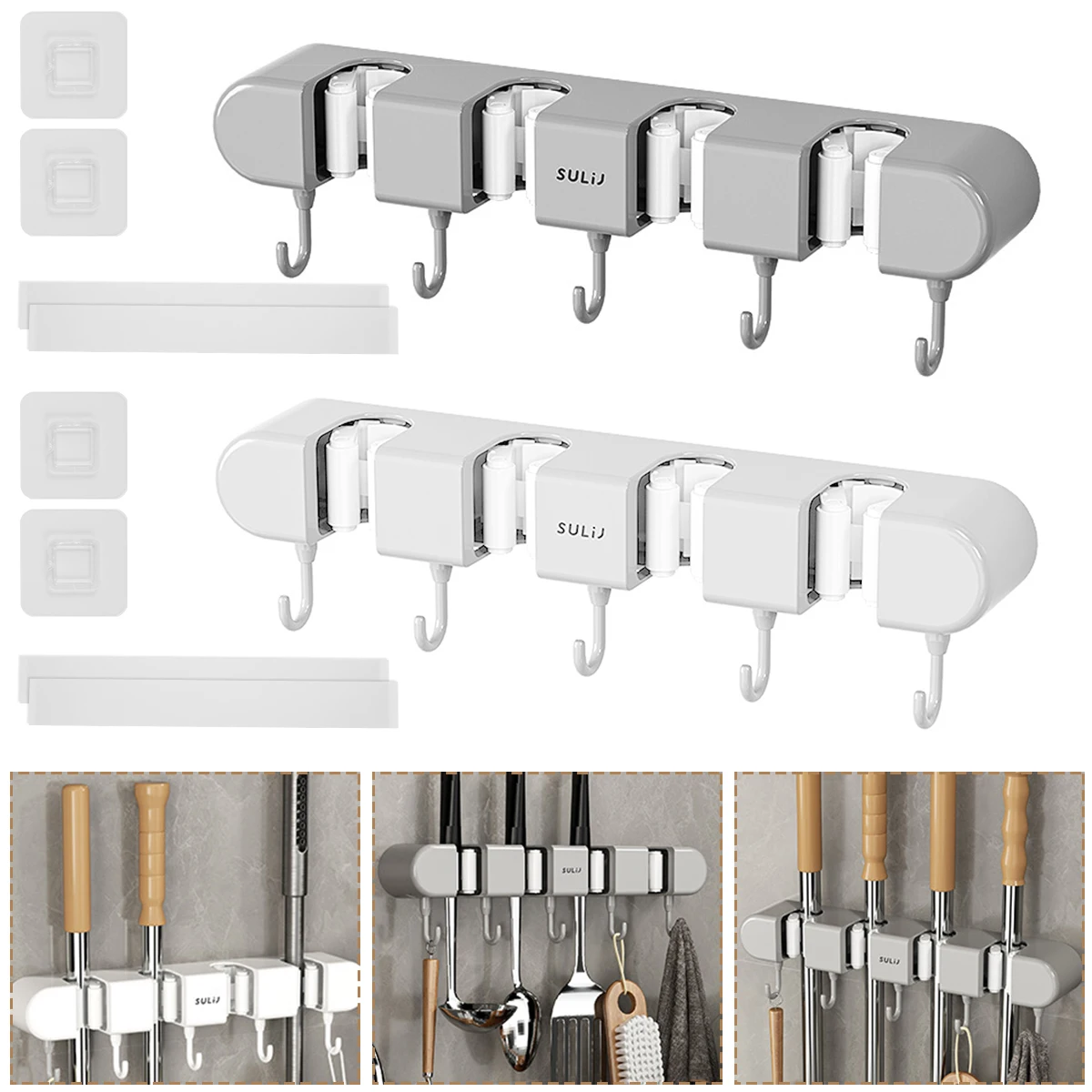 

Крючок для швабры для ванной комнаты, неперфорированный настенный зажим для ванной комнаты с прочной пряжкой, зажим для швабры, волшебный инструмент, подвесная стойка для швабры, стойка для хранения