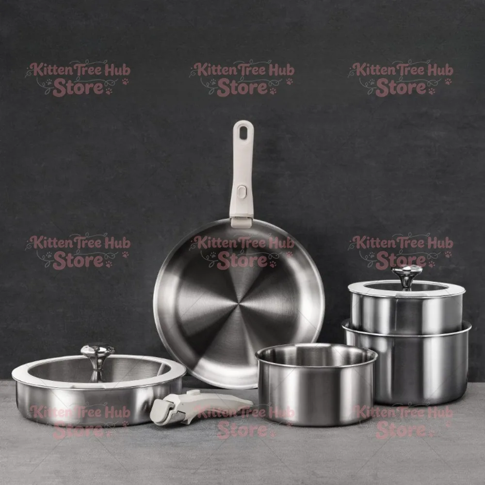 Cookware Set Pot and Pot Set Removable Handle 9 Piece Induction Kitchen Cookware Set Dishwasher Oven