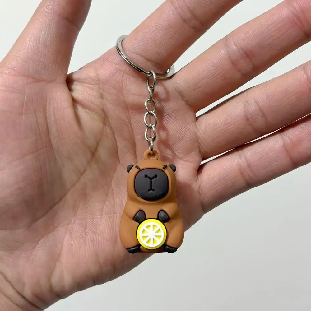 Niedliche Capybara Schlüssel bund Puppe Capibala Anhänger Fahrrad Rucksack Schlüssel Handy Anhänger Zubehör hässlich niedlich PVC weichen Gummi