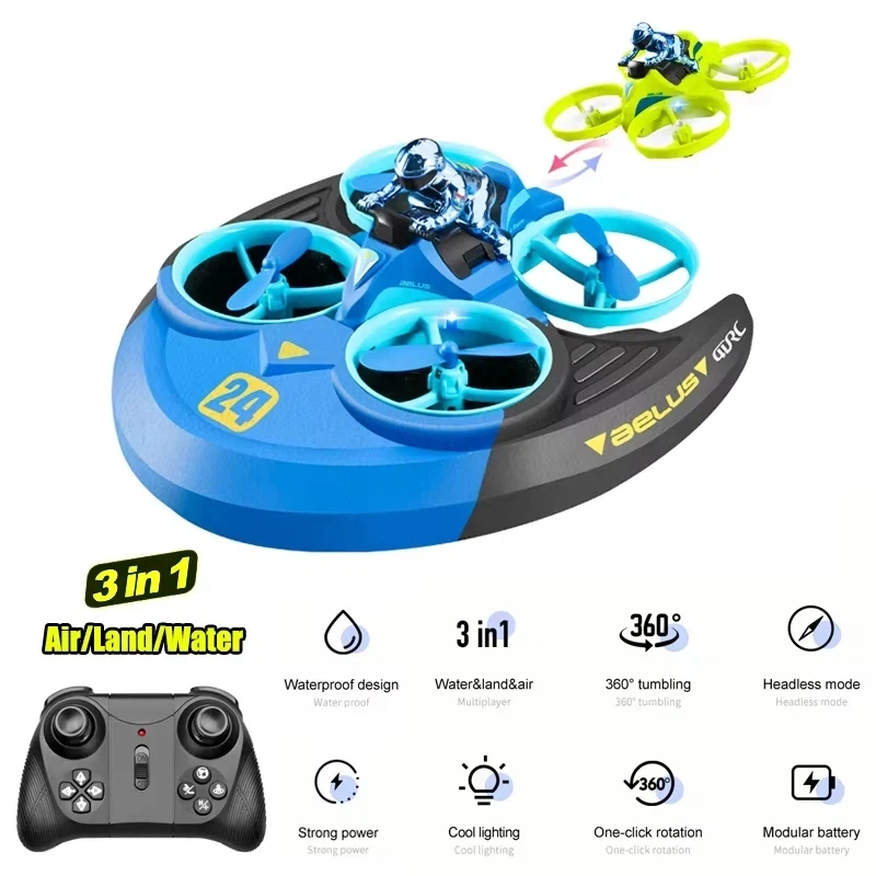3-in-1 لاند الهواء البحر RC طائرة هليكوبتر حيلة تحلق سيارة 2.4G رباعية المروحية لعبة للأطفال الأولاد في الهواء الطلق مغامرة نموذج هدية