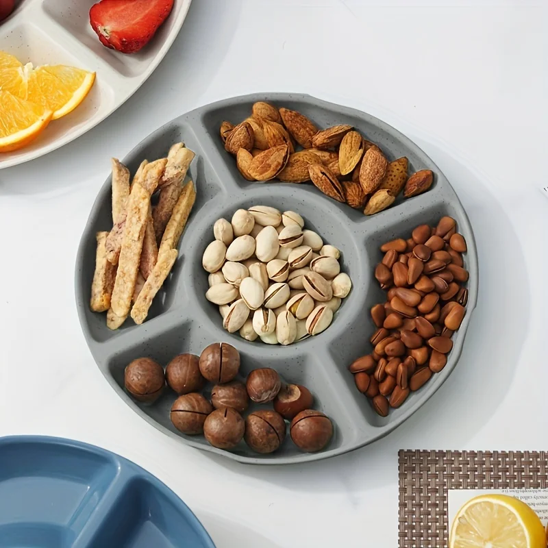 

1PC Food Storage Tray Candy Tray Snack Nut Fruit Tray Round Divider Tray Appetizer Serving Platter for Party Table Storage Tra