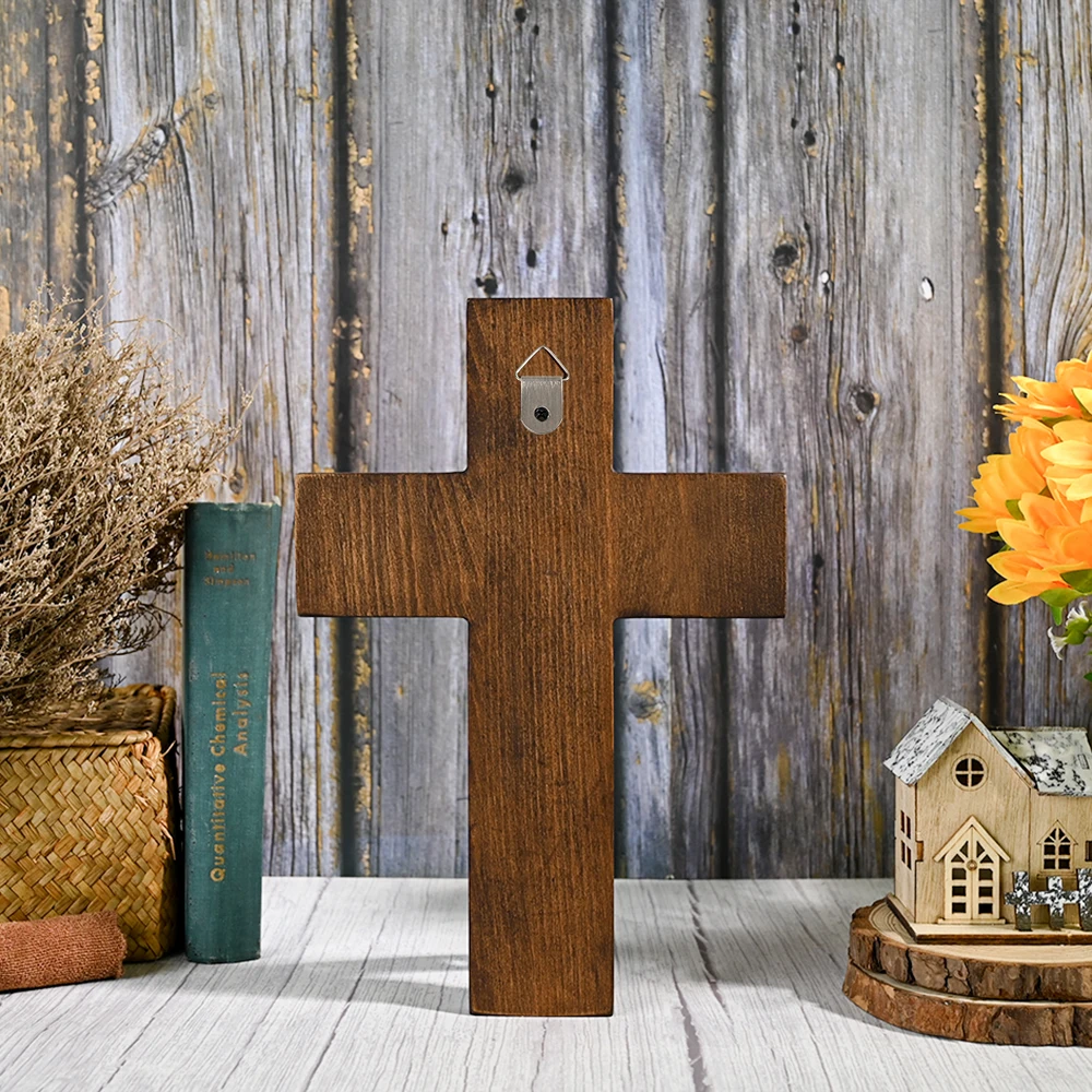 Holy Trinity Cross Wooden Wall Hanging, Baptism Jesus Christ Decoration, Holy Spirit, Catholic Religion