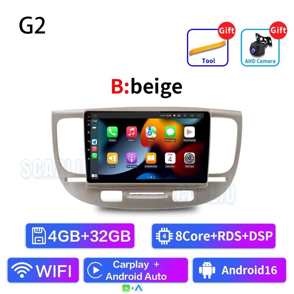Autoradio Voor Kia RiO 2 RIO2 2005-2011 Draadloze CarPlay Android Auto Multimedia Speler Touchscreen GPS navigatie Geen 2din DVD