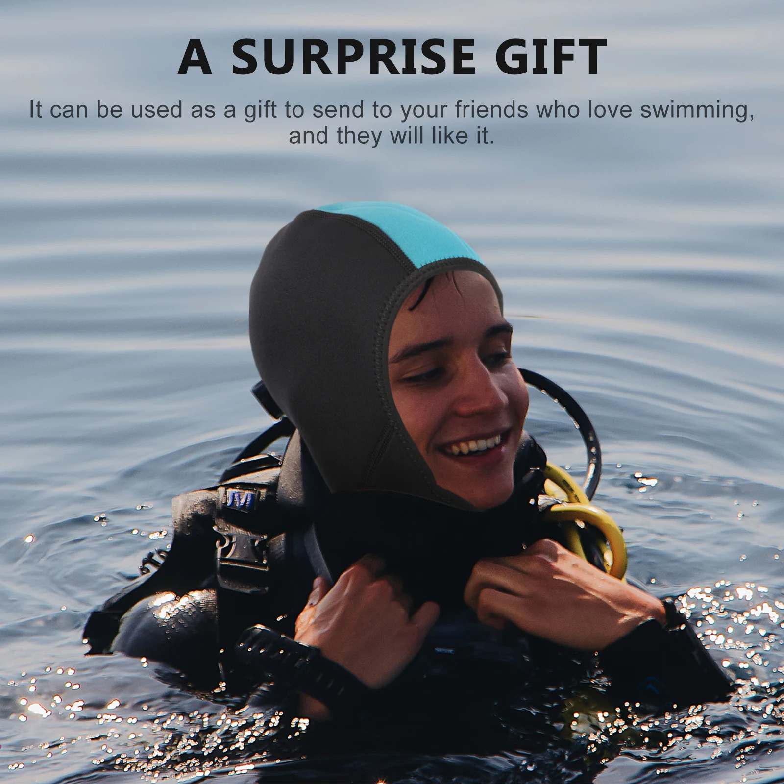رائعة الغوص رئيس حامي الغوص هود قابل للتعديل تصميم قبعة السباحة للرجال النساء قبعات السباحة للرجال #6
