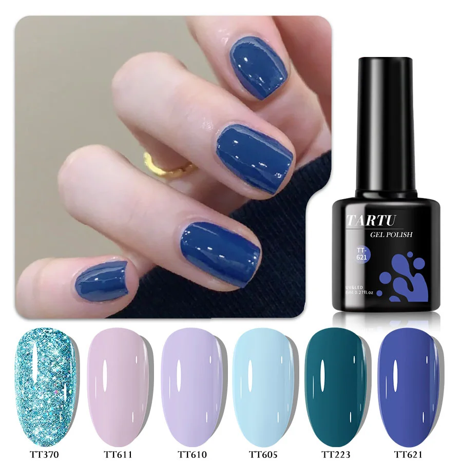 Set di gel per unghie Jelly Nude Pink da 6 pezzi, kit di smalti gel semipermanenti verde blu 6 colori, Soak Off per Uv/Led, nail art Top manicure