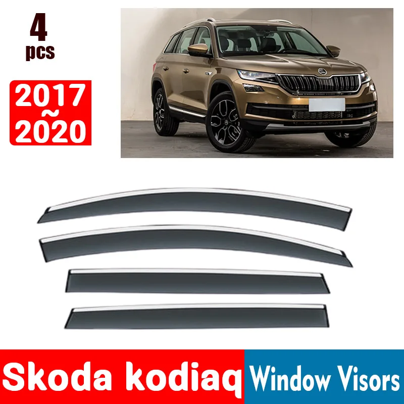 

FOR Skoda kodiaq 2017-2020 Window Visors Rain Guard Windows Rain Cover Deflector Awning Shield Vent Guard Shade Cover Trim