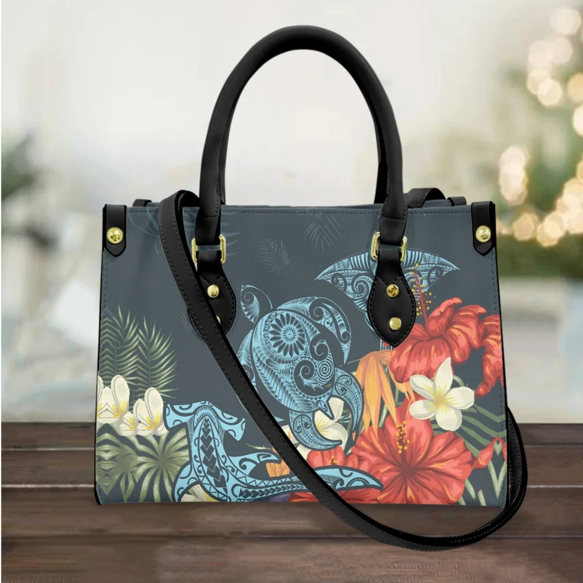 

Hand Bags for Women Polynesian Turtle Hibiscus Designer Casual Travel Shoulder Bag Luxury Top Handle Totes Female Torebka Damska