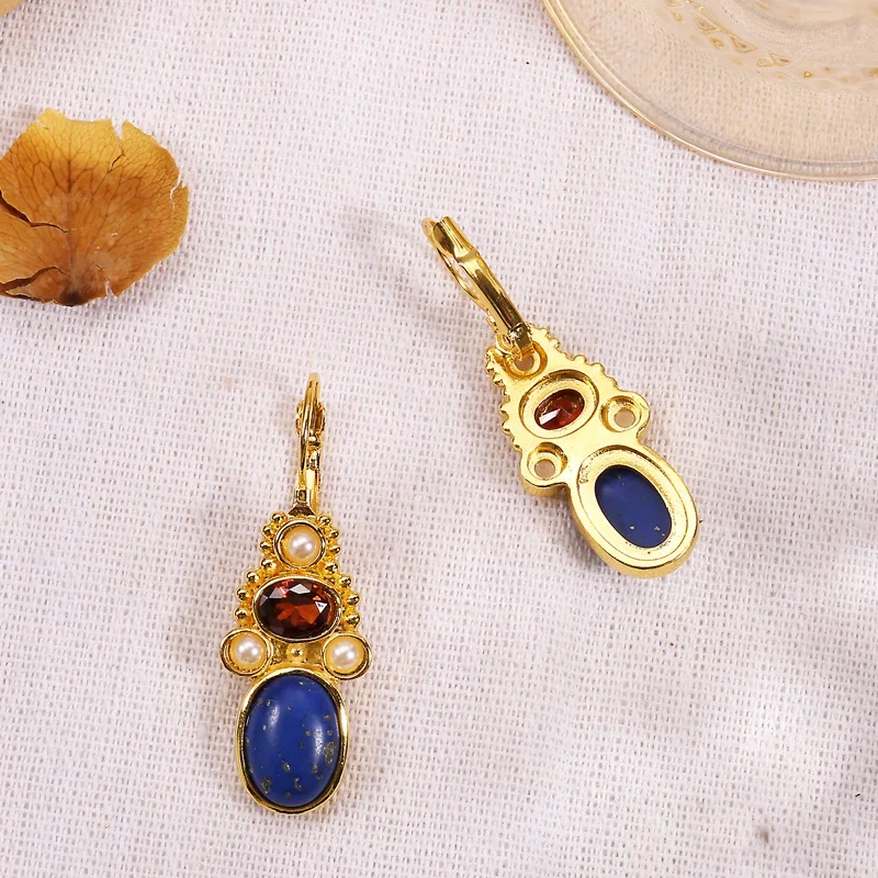 Vintage Drop Earrings Inlaid Synthetic Gems Statement Earrings Design Ear Jewelry For Women