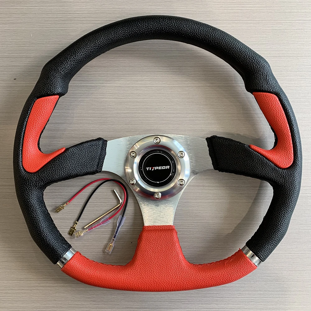 Universal  TIYPEOR 14 inch 350mm Red PVC Simple Car Modification Steering Wheel