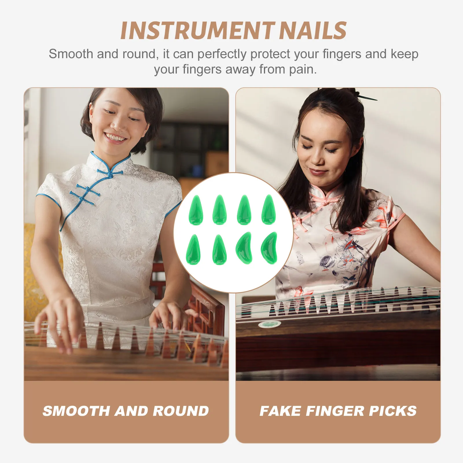 

8 Pcs Guzheng Nails Finger Picks Protectors Fingertip Protection Covers Double Sided Arc