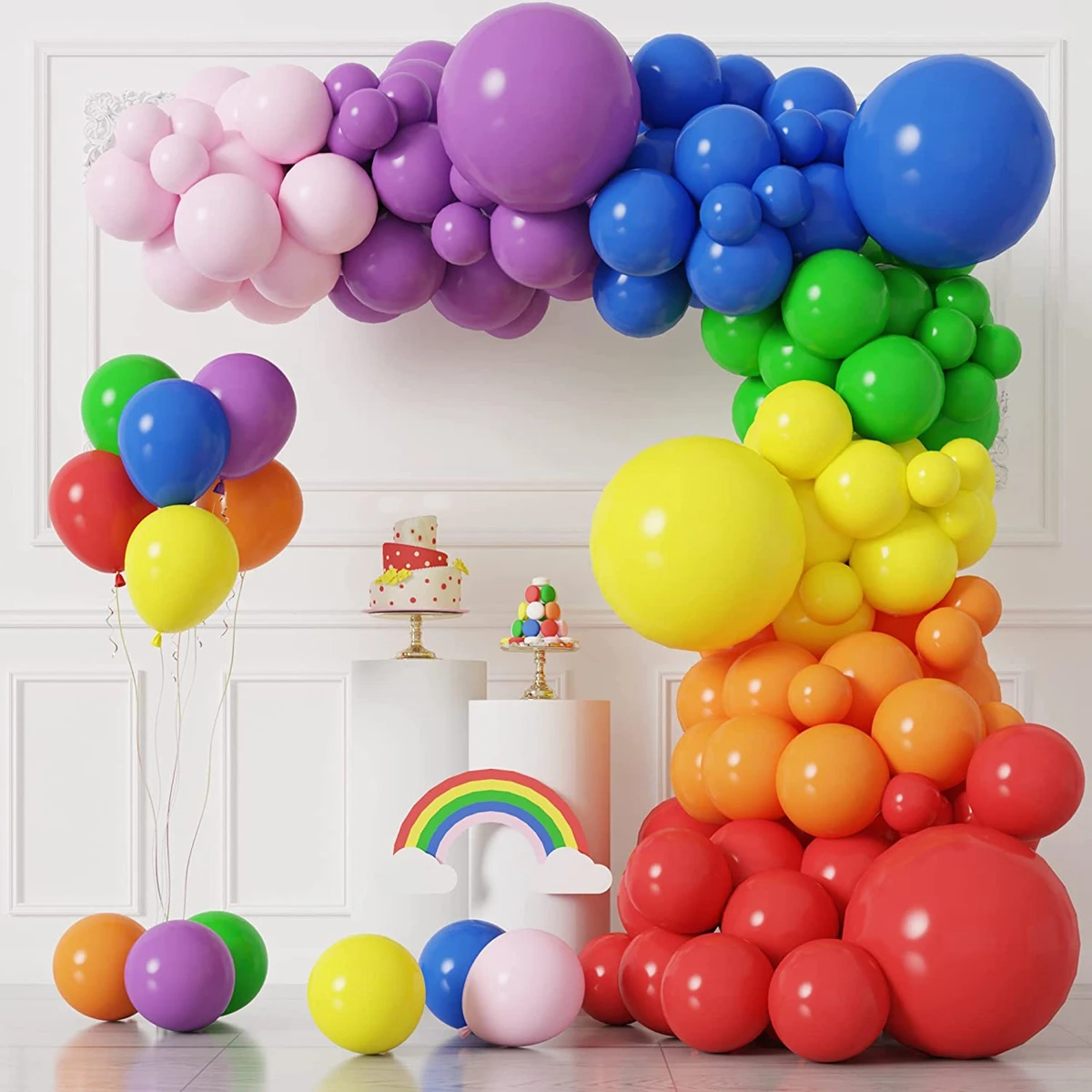 Colorful Rainbow Balloon Garland Arch Kit Multicolor Latex Ballons Decoration Wedding Birthday Decor Kid Baby Shower Favor Party