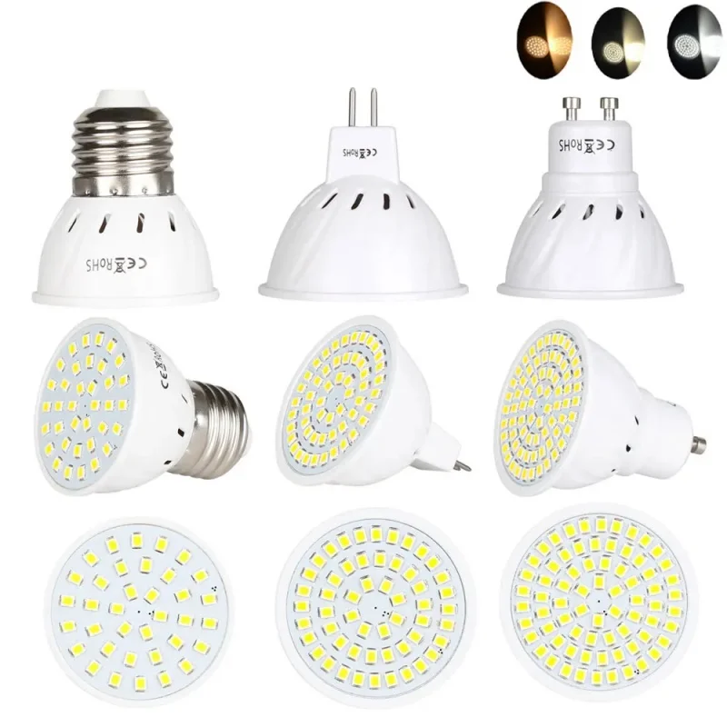 LED Ampul GU10 LED E27 Lamba E14 Spot Ampul 48 60 80 leds lampara 220 V GU10 bombillas led MR16 Lampada Spot ışık Lambası Parlak